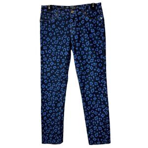 Kate‎ Spade Jeans Women 28 Blue Indigo Cheetah Print Play Hooky Skinny Animal